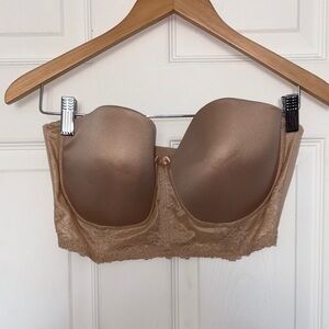 Va Bien Tan Strapless Lace Bra Size 38D